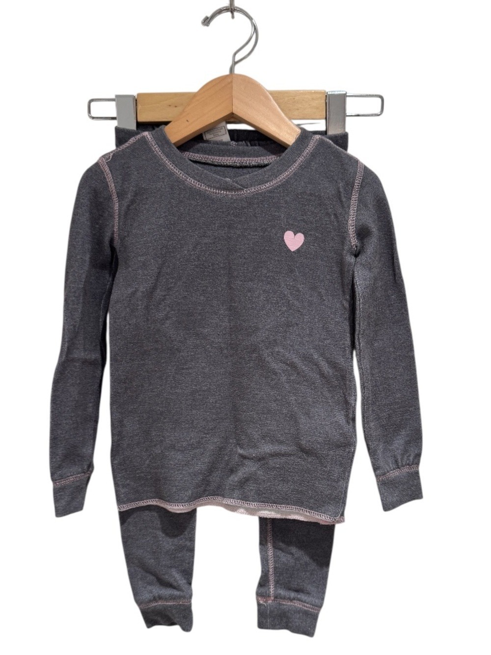 PJ SALVAGE grey & pink pyjama set with heart prints - size 3T